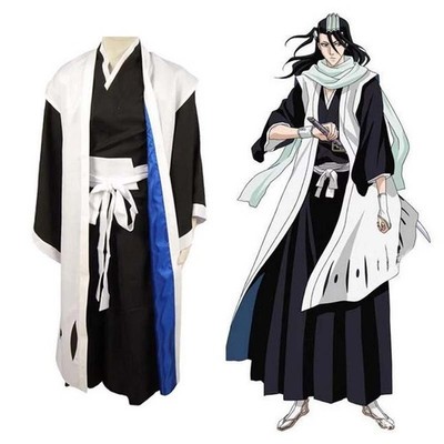 SALE Bleach 6th Captain Kuchiki Byaku Anime Cosplay Kostüm Kimono Outfit S-3XL