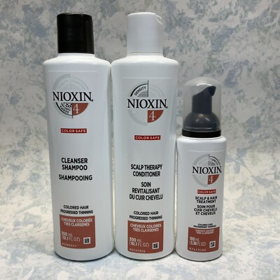 Nioxin System 4 Shampoo & Conditioner Set 10.1oz + Scalp Treatment 3.38oz - New