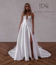 Attractive Structured corset Wedding Dress Bridal Gown Custom made 2-28W Split