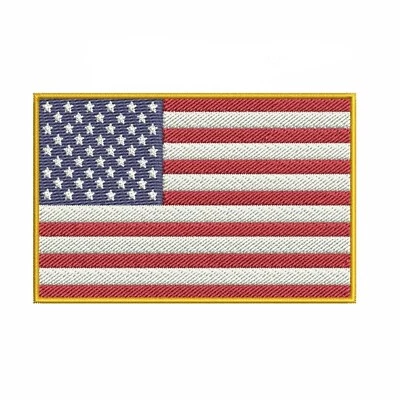 AMERICAN FLAG PATCH embroidered iron-on GOLD BORDER USA US United States QUALITY