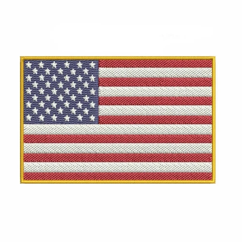 AMERICAN FLAG PATCH embroidered iron-on GOLD BORDER USA US United States QUALITY