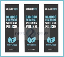 Image of 3x Mr Blanc Teeth Bamboo Charcoal Whitening Polish MINT | Natural - 100ml