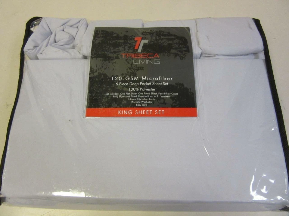 Juego de sábanas de bolsillo extra profundo de microfibra Tribeca Living lavanda púrpura tamaño king Foto 2 de 4