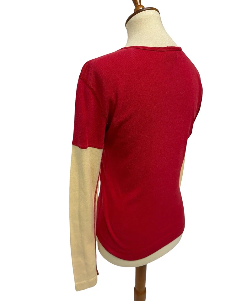 Tommy Jeans Girl's Long Sleeve Red & Yellow Crew Neck Graphic Tee Shirt Size L - Image 4 of 4