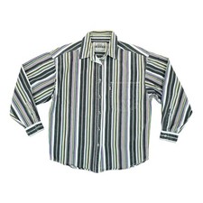 Vtg 80s LEVI's Men's Denim Shirt Vertical Striped Metal Buttons Fits Large RARE