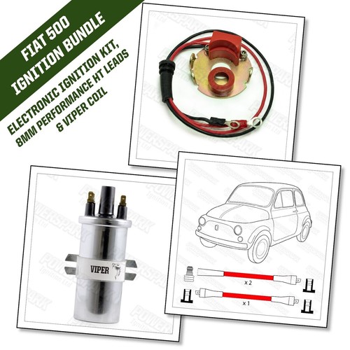 Fiat 500 1965 to 1976 2 Cylinder Electronic Ignition Kit Viper Coil and HT Leads - Picture 14 of 15