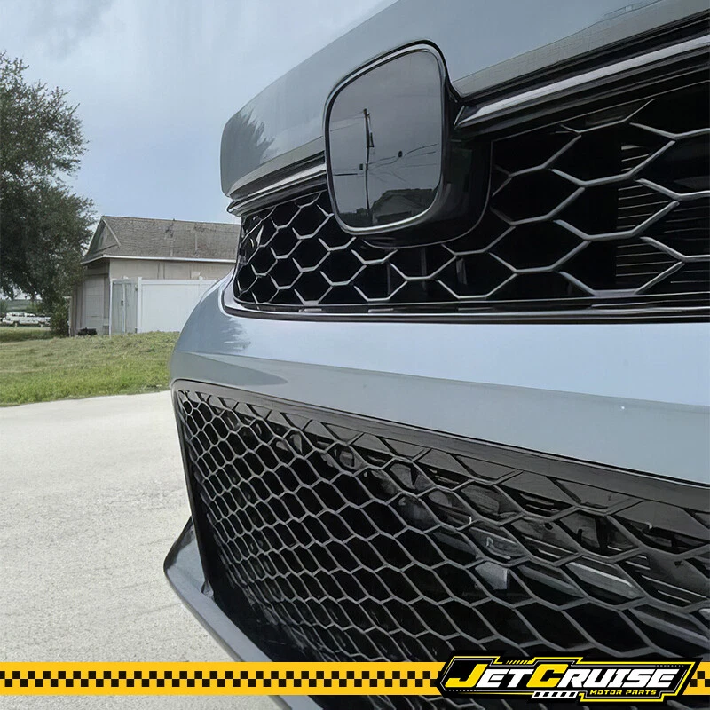 Se adapta a 22-24 Honda Civic Sedán Negro Brillante Tipo R Estilo Parrilla Superior Delantera ABS Foto 2 de 4