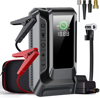 Tire Inflator Portable Air Compressor 4000A Car Jump Starter 12V Car Battery USB
