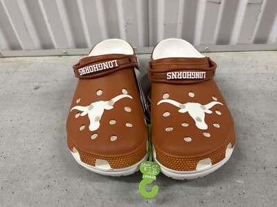 CROCS rust Orange and White Texas Longhorns Clog Sandals. M 9 W 11 Crocs Classic Clog University Of Texas Mens Sandals White  main image 3