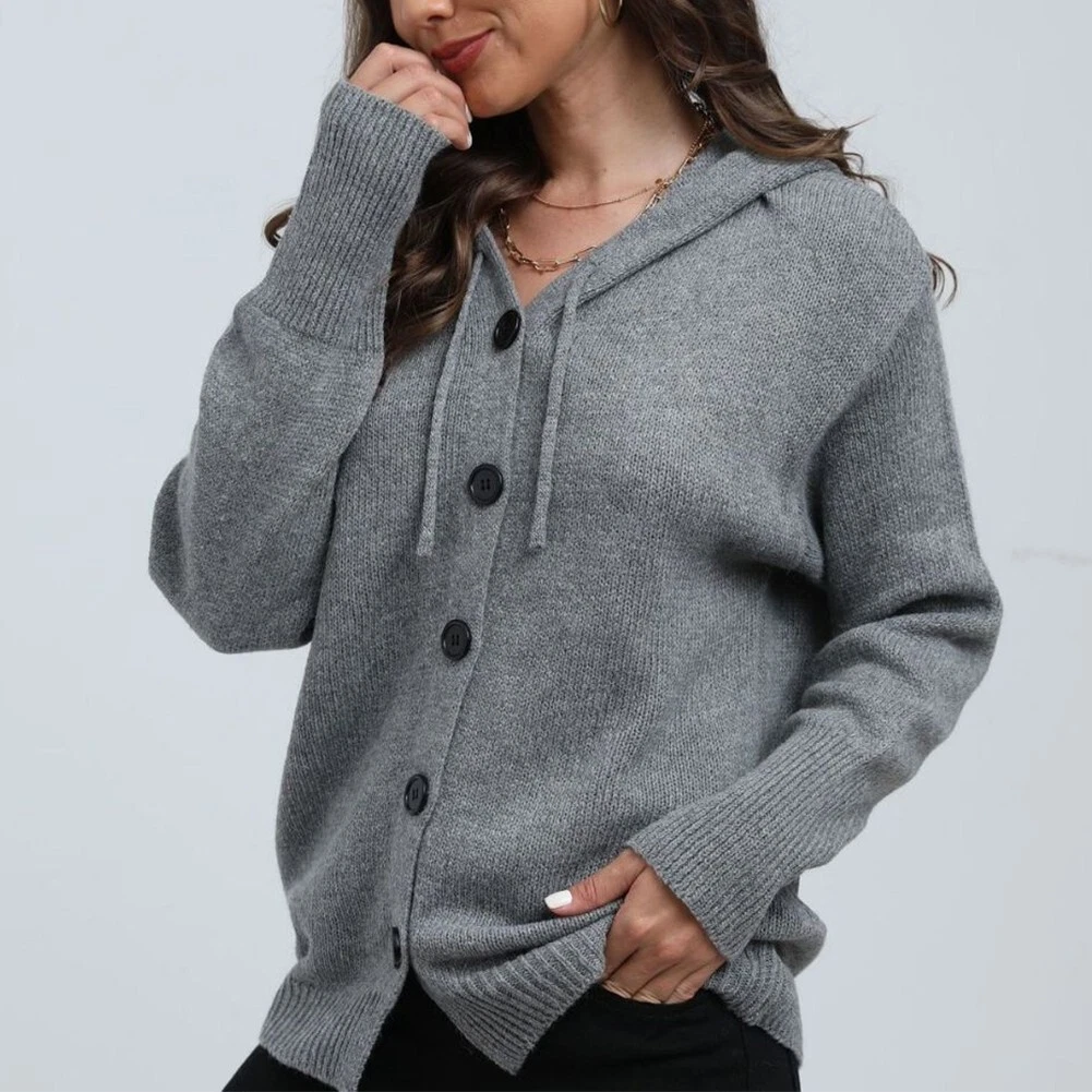 Grey hooded cardigan womens sale