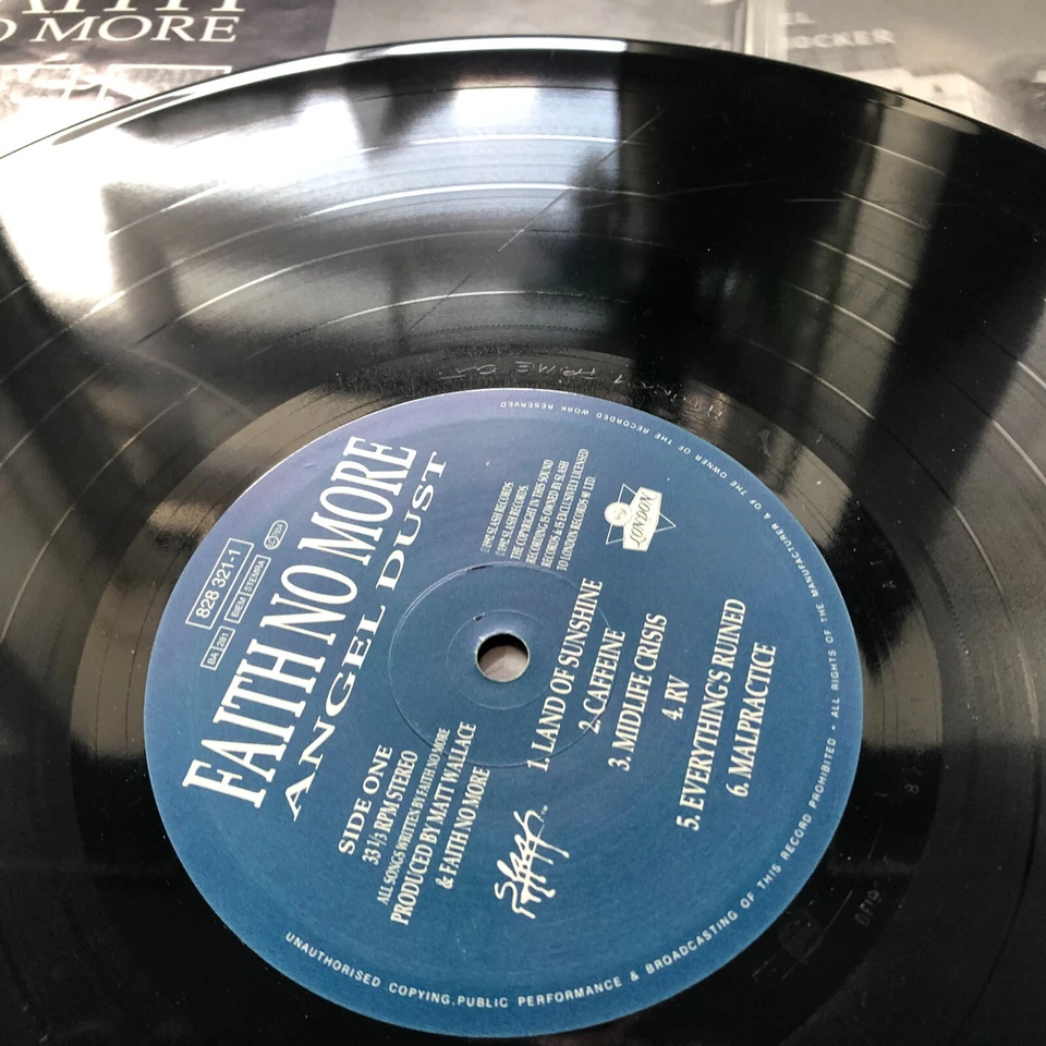 FAITH NO MORE ANGEL DUST 1992 SLASH LONDON VINYL LP  828 321-1 WITH INNER - Image 4 of 4