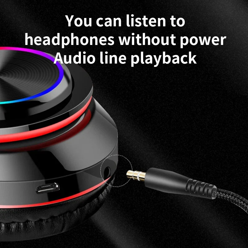 Wireless Bluetooth 5.0 Headphones Headset Over-Ear MIC Foldable TF Card For All_voghion.com