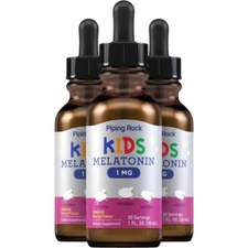 Kids Melatonin Liquid | 1mg | Pack of 3 1 fl oz Bottles | by Piping Rock