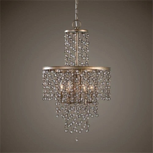 Uttermost Valka 6 Light Crystal Chandelier in Silver Swedish Iron - Picture 2 of 6