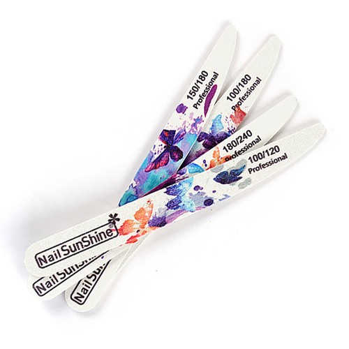 4Pcs/Lot Wooden Nail Files Butterfly Printed Strong Sandpaper White Wood Fi__j - Picture 4 of 24