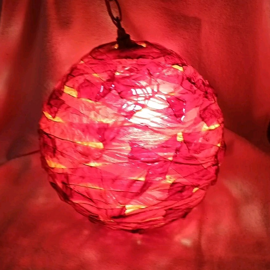 1960's Rock Candy Lucite Lamp Hanging Swag Ball Light Retro
