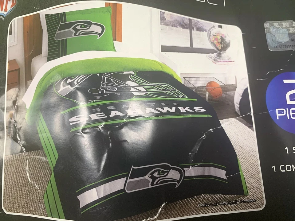 Seattle Seahawks - 2 шт. Комплект Одеяла с Принтом TWIN Размер Russell Wilson NFL - Изображение 2 из 4