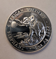 2016 Somalia African Wildlife Elephant  BU 1 oz 9999 Silver Coin Somali Republic