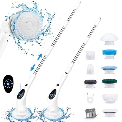 Electric Spin Scrubber, Cordless 3 Speeds Cleaning Brush 430 RPM, Adjustable/...