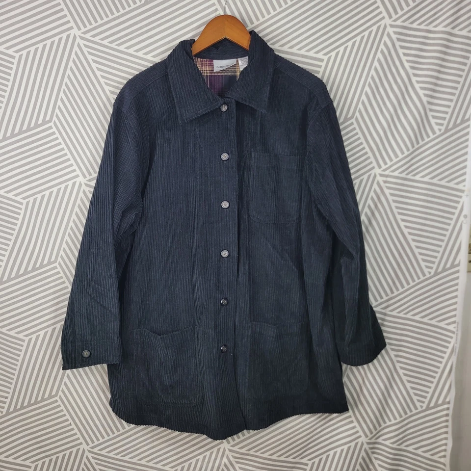 Chaqueta de Pana Vintage Plus 18/20 2X Abrigo Cabaña Tareas de Granero Ancho Ballena Negro Foto 3 de 4