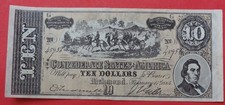 Banknote 10 Dollar Confederate States Amerika  17. Febr 1864 Richmond  Replika