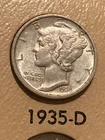 1935 D Mercury Dime ABOUT UNCIRCULATED