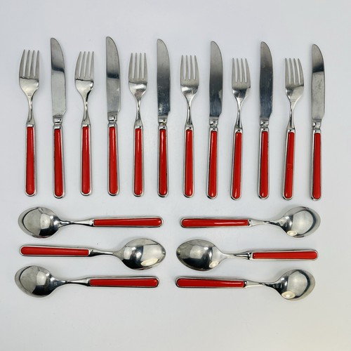 Pinti Inox Menù Posate 18 pz Coltello Forchette Cucchiaio Plastica Acciaio Inox Anni 80 - Foto 4 di 16