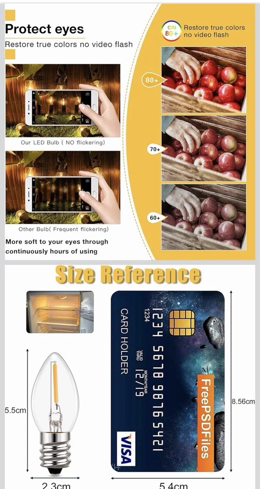 C7 LED Bulbs,0.5 Watts Filament Night Light Bulb Edison Style Sign Light - Image 2 of 4