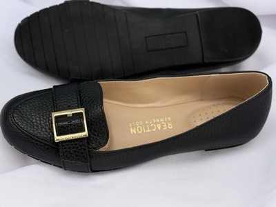 Kenneth Cole Reaction Women's Slip on Loafer Flat Buckle Detail Black Size 7.5M
