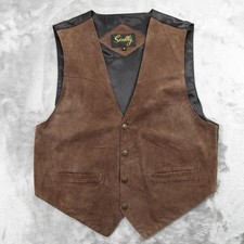 Scully Vest Mens Medium Brown Leather Western Button Front Pockets