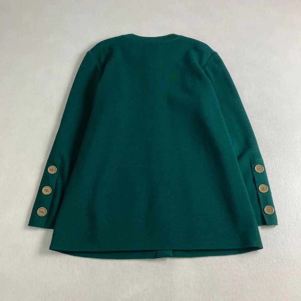Traje de montaje W4064 Yves Saint Laurent tejido vintage 100 % lana verde M-L equivalente Foto 3 de 4