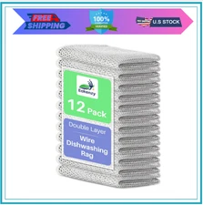 Wire Dishwashing Rag, Double Layer Metal Cloth, 12 Pack