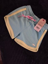 Girls Levi's Aqua Lounge Shorts with Cream Trim and Pink Drawstring size 6