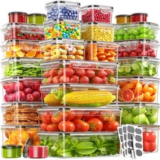 56 Piece Food Storage Containers with Lids 28 Containers  28 Lids , BPA-Plas...
