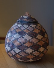 Lidded Vintage Large Handwoven Traditional Zulu South African Basket