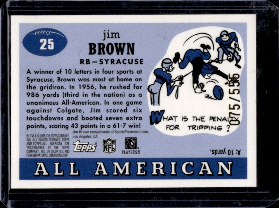 2005 Topps All American Jim Brown Chrome #/555 - Image 2 of 2