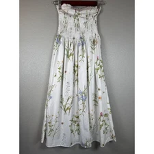 H&M Wildflower Meadow Small Smocked Strapless Dress Floral Print Cottagecore