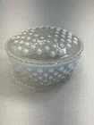 Anchor Hocking Moonstone Hobnail 5” Powder Jar Trinket Dish Depression Glass