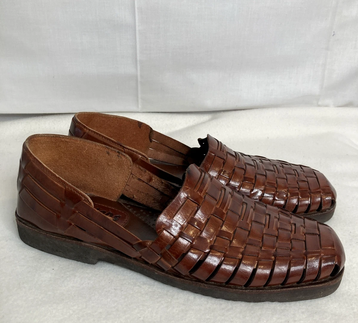 KEEN Mens 11 Leather Sandals Fisherman Style Brown Huarache Calfskin Leather Fisherman Sandals in Cognac – Gardenheir main image 2