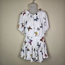 Buddy Love Ray Butterfly Dress Short Elastic Waist White Mini Coquette Size M