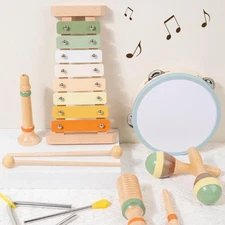 Wooden Musical Instruments Percussion Instruments for Toddler Xmas Musical Toys