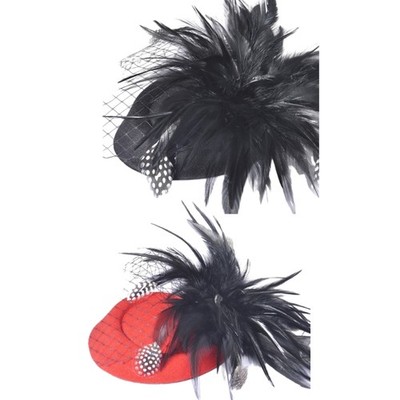 Yarn Feather Top Hat Shape Hair Barrettes Spring Summer Ponytail Hair Hairpin