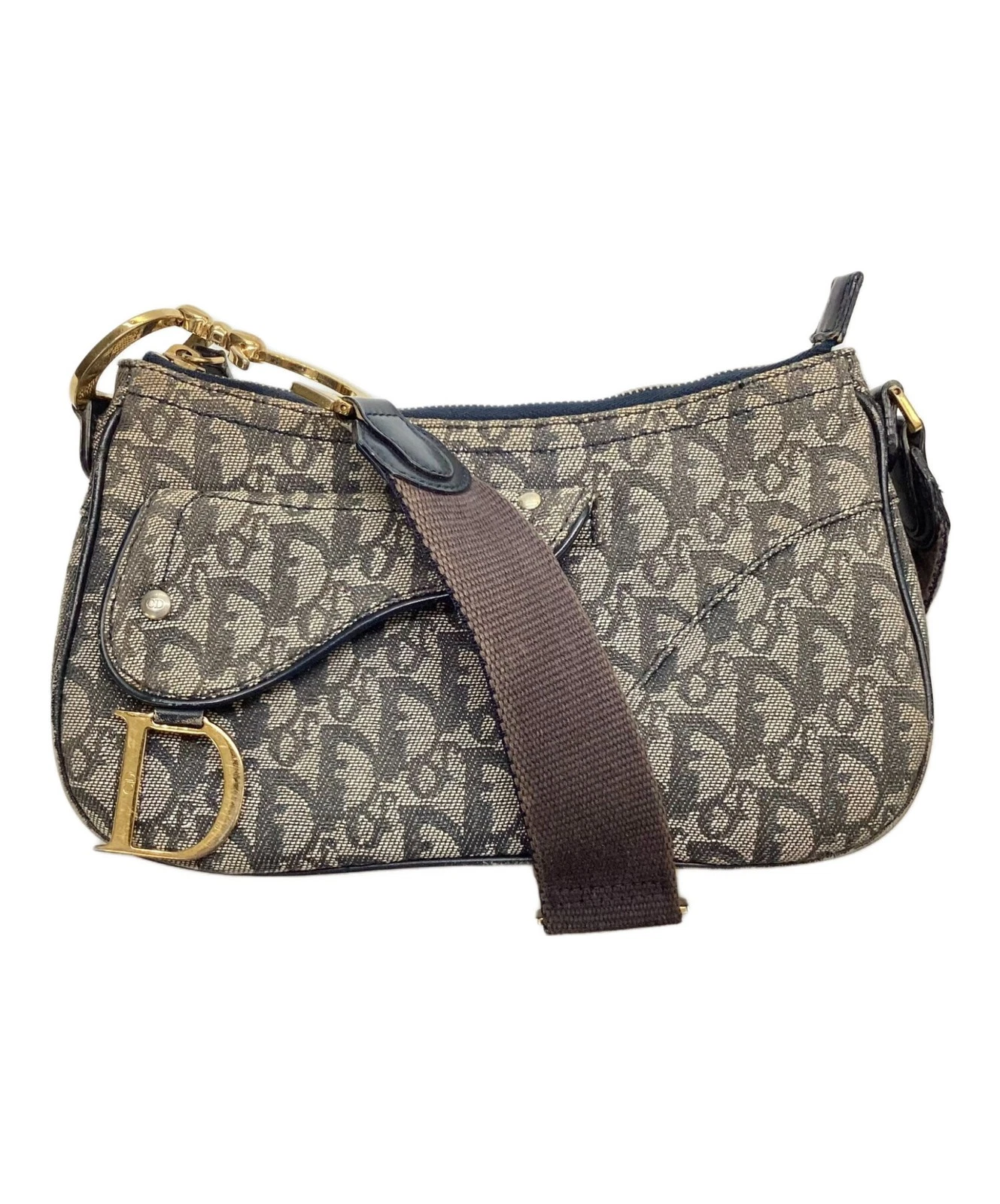 Dior — Christian Dior Trotter Leather Gray Shoulder Bag #TFB2483