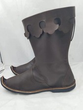 Botas vikingas de cuero medieval | Botas piratas de cuero marrón hechas a mano | Renacimiento