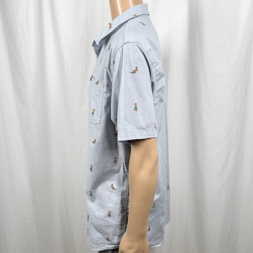 Rip Curl Men's XL Light Blue Hawaiian Hula Breach Short Sleeve Button-Up Shirt - Image 3 of 4