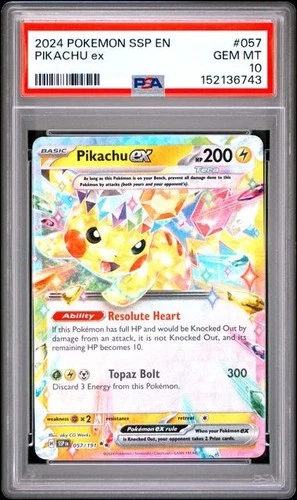 2024 Pokemon Surging Sparks - Pikachu Ex 057/191 - GEM MINT - PSA 10
