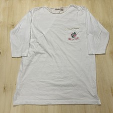 Vintage Victoria's Secret Sleepshirt Womens M/L White Floral Rose Pocket Cotton