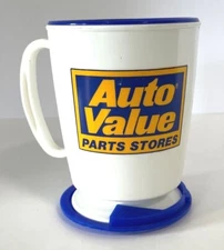 Auto Value Parts Stores Trip Sip Mug w Lid & Base VTG Cup Holder Travel Ad BWD