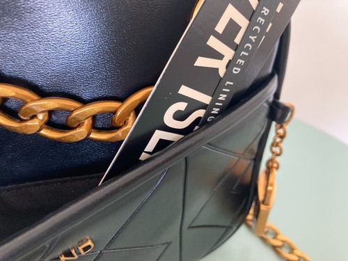 River Island Shoulder Bag Black Faux Leather crossbody chain strap long nEW - Picture 3 of 19