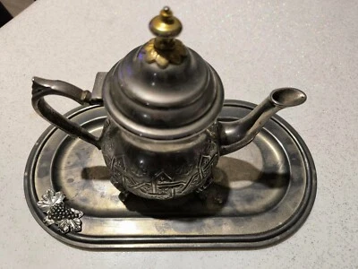 Théière Marocaine Métal argenté Maillechort argenté qualité Supérieure - Photo 1/4